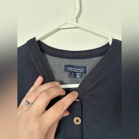 French Terry Navy Button-Up Cardigan | Souris Mini - Picture 4 of 7